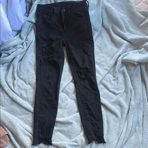 American Eagle Next level stretch Distressed Black Skinny Jeans